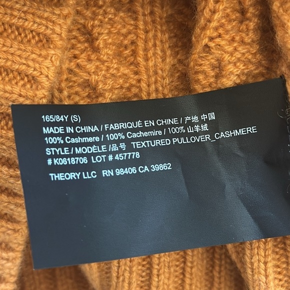Theory sz S cashmere orange sweater v neck cable knit super soft great condition - Picture 8 of 8